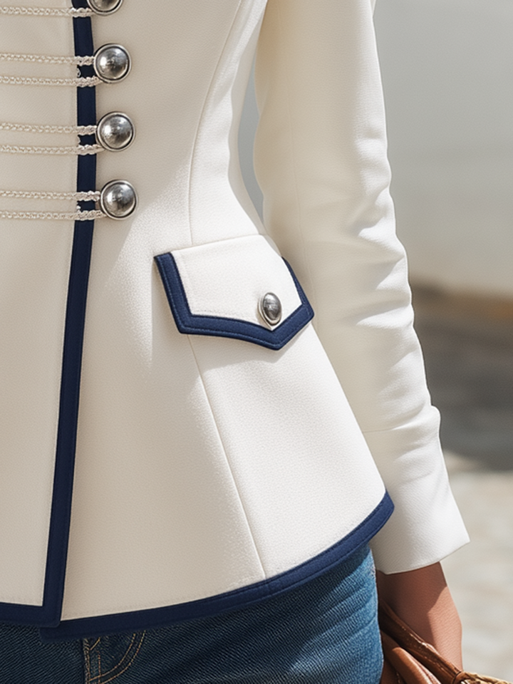 Renaya – blazer tissé à passepoil contrasté
