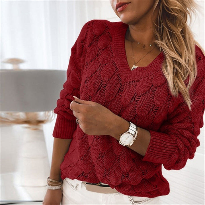 Virela – Pull col V en maille ajourée
