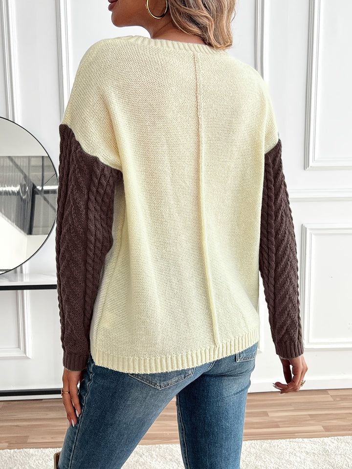 Nireva – blocs de couleur, maille torsadée, pull