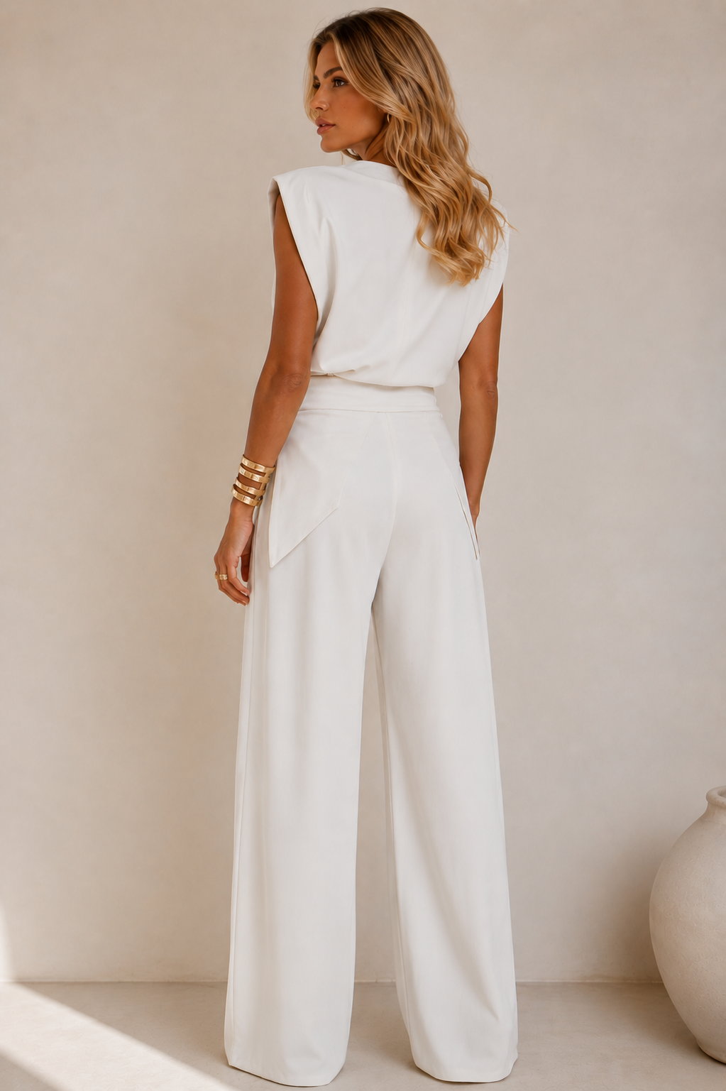 Neraya – ourlet asymétrique et drapé fluide, ensemble deux pièces