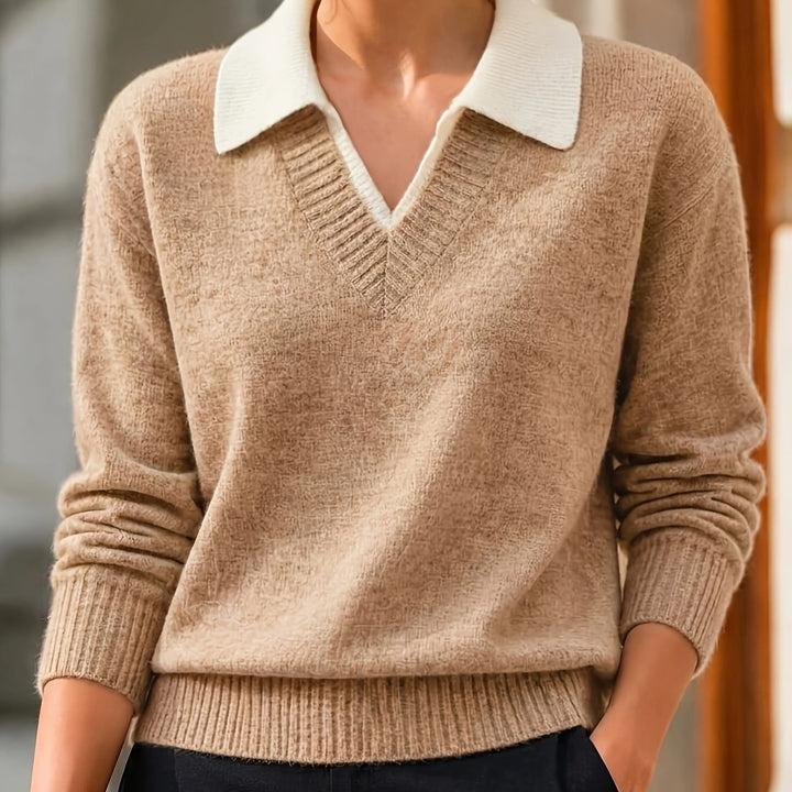 Cirelle – Col contrasté à double épaisseur en tricot, pull