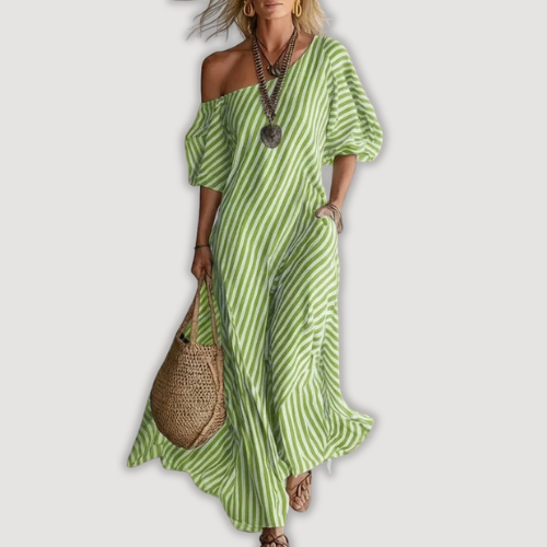 Avyra – Robe maxi à rayures à épaules dénudées