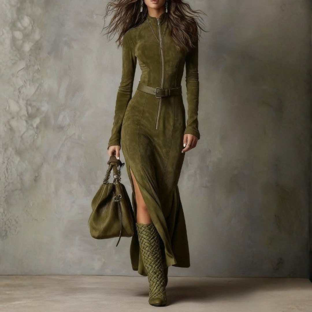 Navira – Avec ceinture, robe en velours
