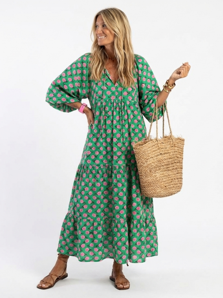 Kelora – Robe midi à imprimé floral à étages