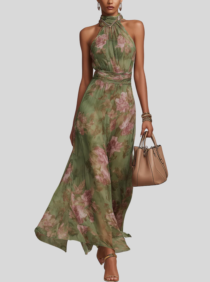 Nivara – Robe à encolure américaine à fleurs
