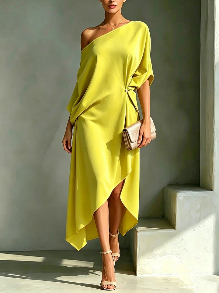 Elyra – Asymétrique à une épaule en mélange de coton, robe