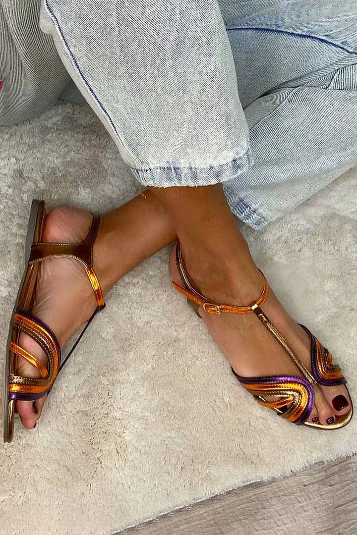 Kivara – Sandales à bride cheville coloris or