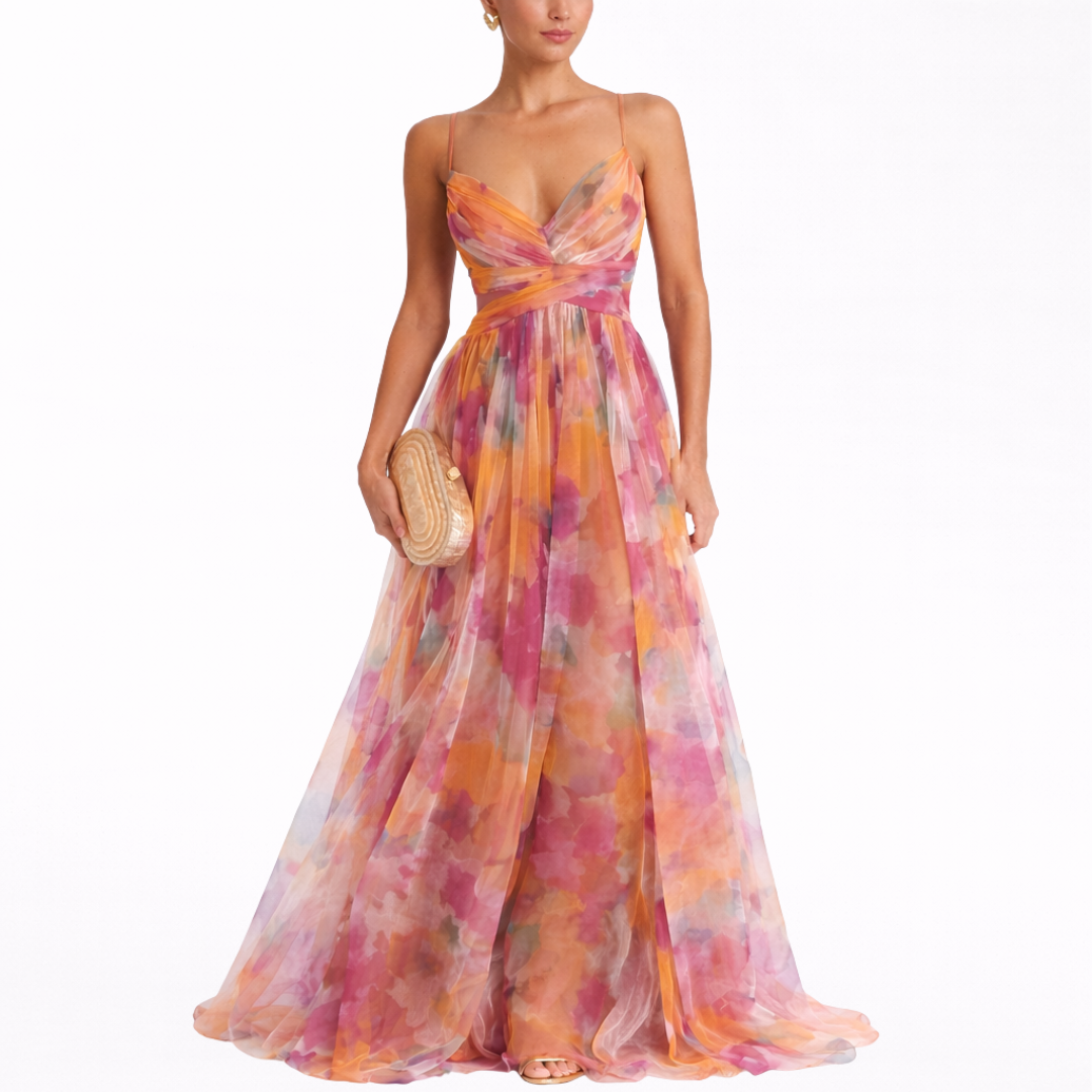Sevira – Taille empire en mousseline, robe maxi