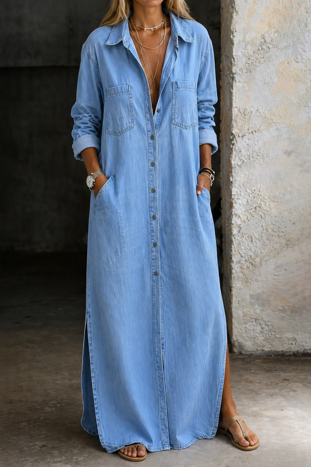 Noreli – robe boutonnée décontractée