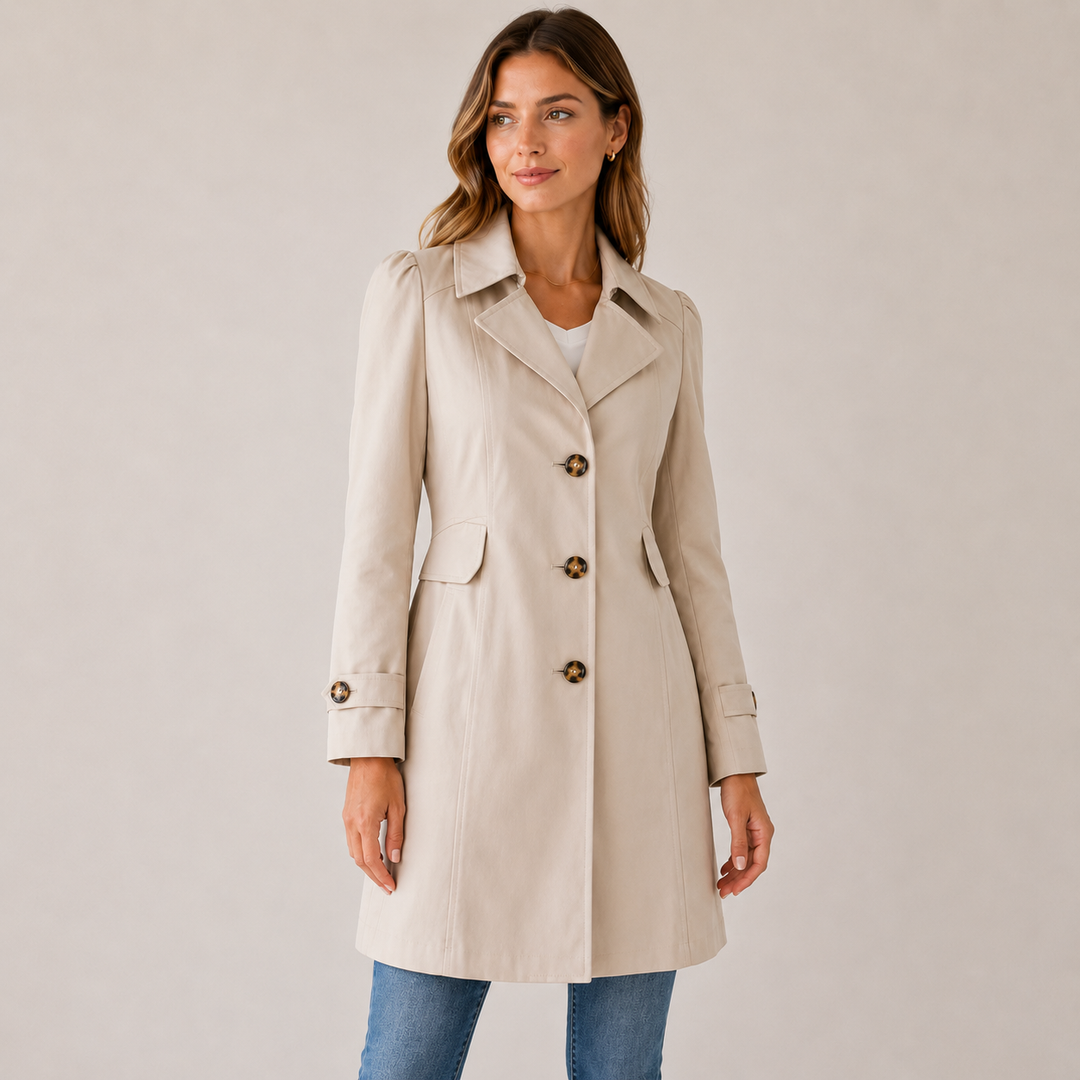 Enyra - Button-Front Woven Trench Coat