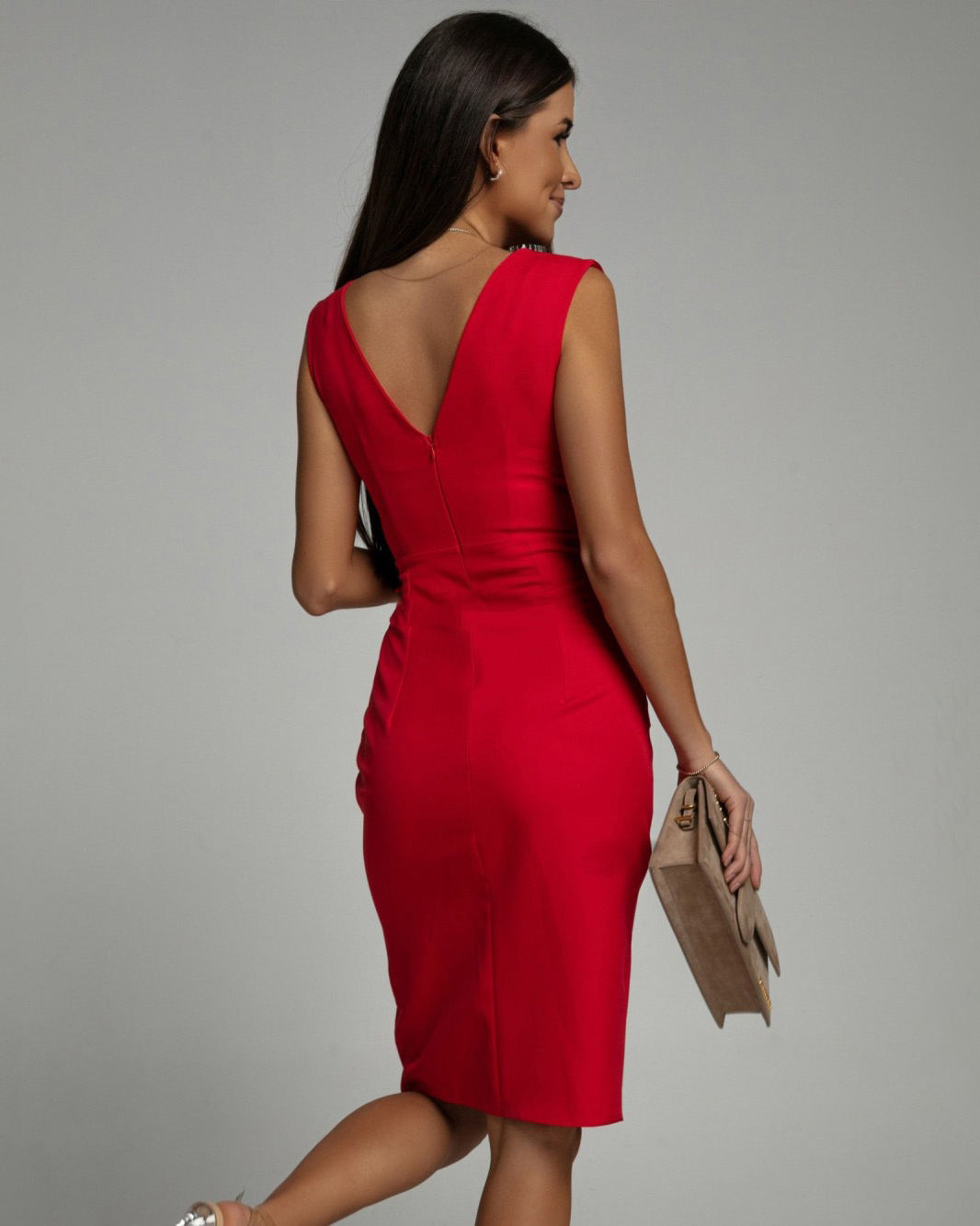 Soreli – robe midi drapée en jersey extensible