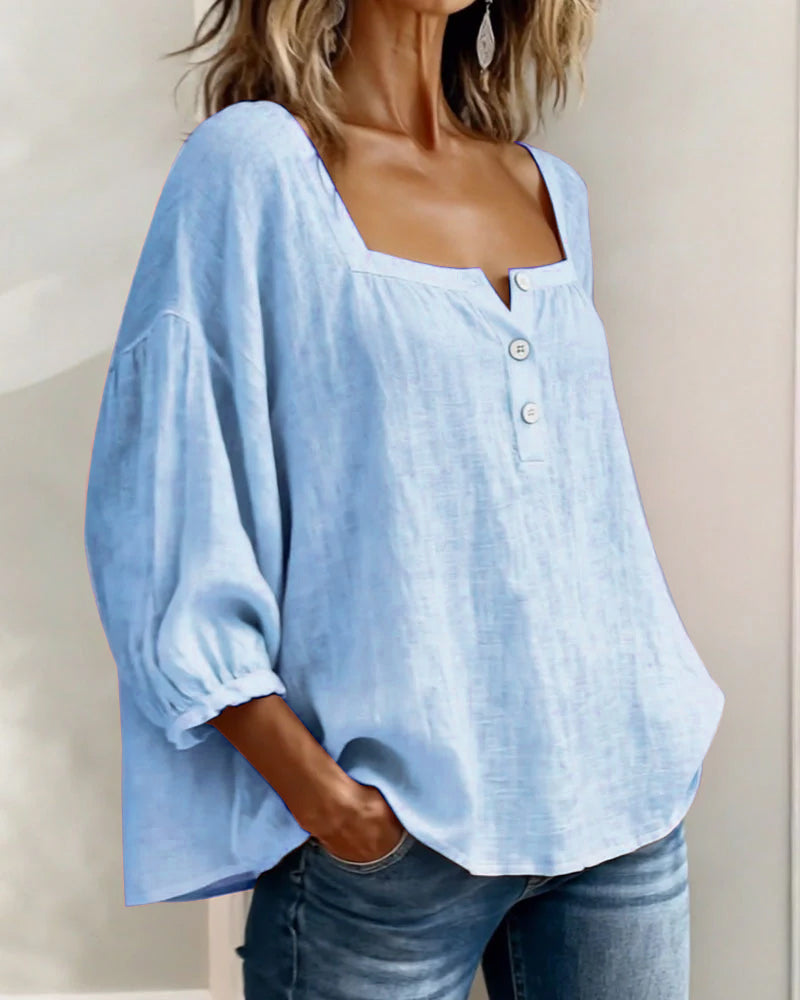 Sivara – décolleté carré en mélange coton-lin, blouse