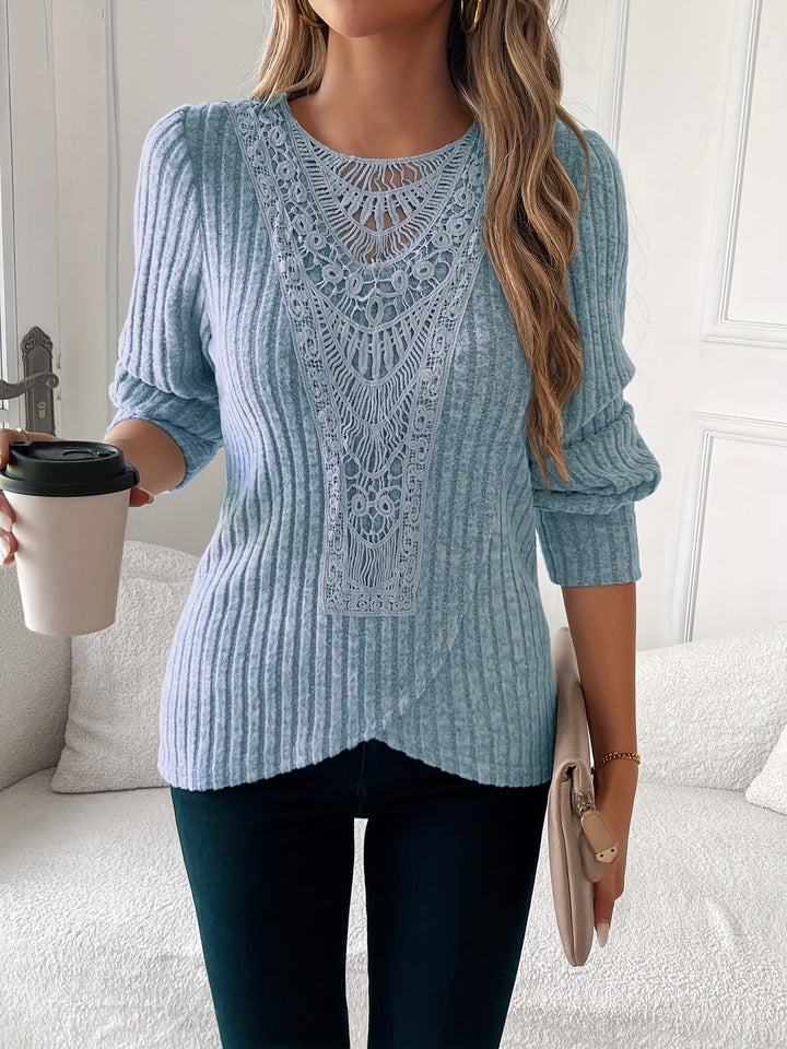 Nivara – à col rond avec dentelle, en tricot, t-shirt