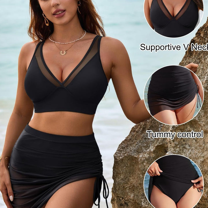 Nalise – taille haute en maille, ensemble de bikini
