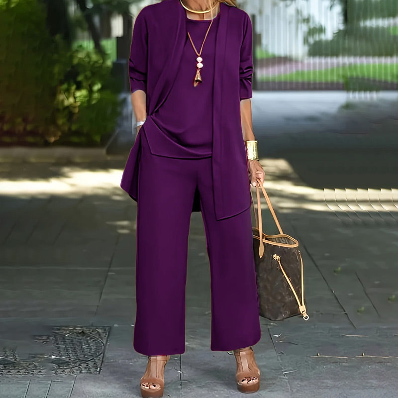 Kevara – À jambes larges en tissu de costume, ensemble 3 pièces
