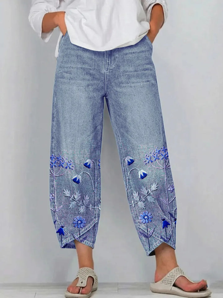 Anvera – pantalon en coton brodé