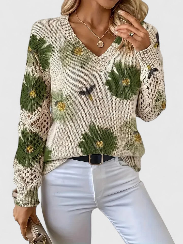 Rivena – pull col V en maille fine