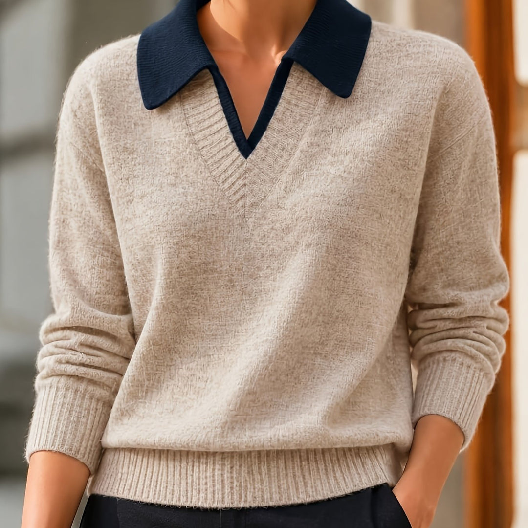 Cirelle – Col contrasté à double épaisseur en tricot, pull