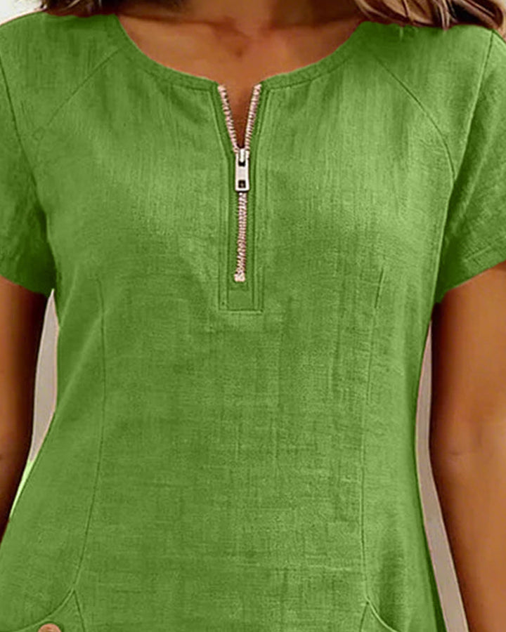 Renavi - A-Line Cotton-Linen Dress
