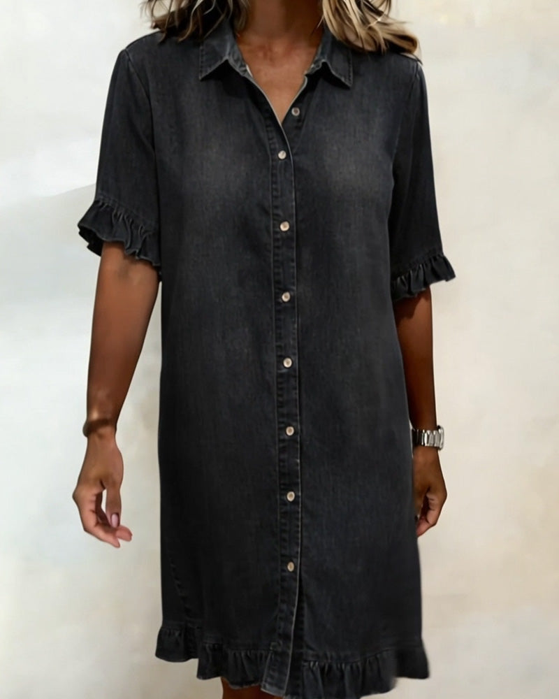 Kiraya – Robe en jean à manches volantées