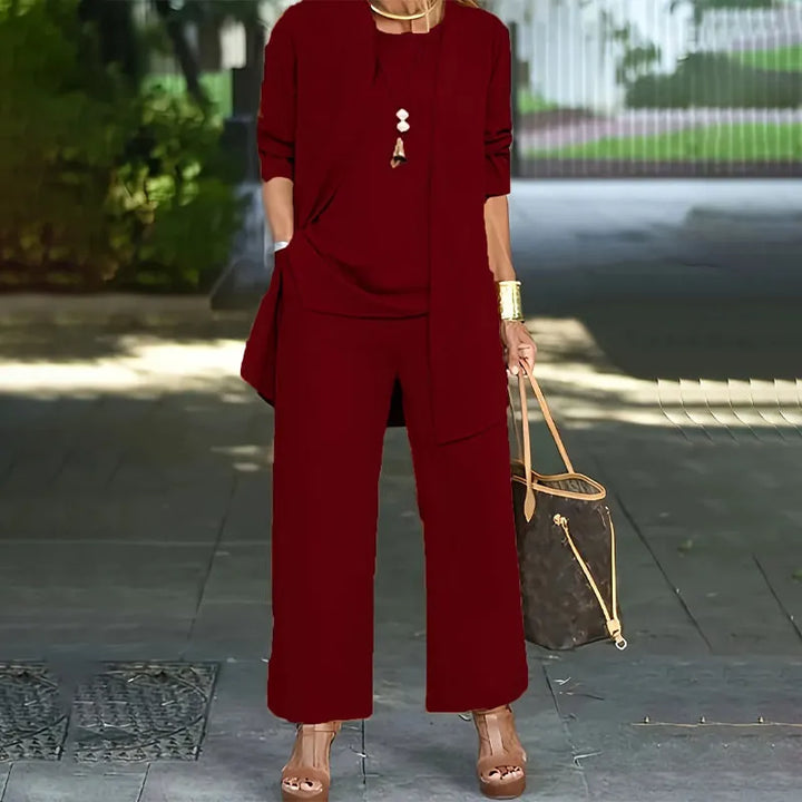 Kevara – À jambes larges en tissu de costume, ensemble 3 pièces