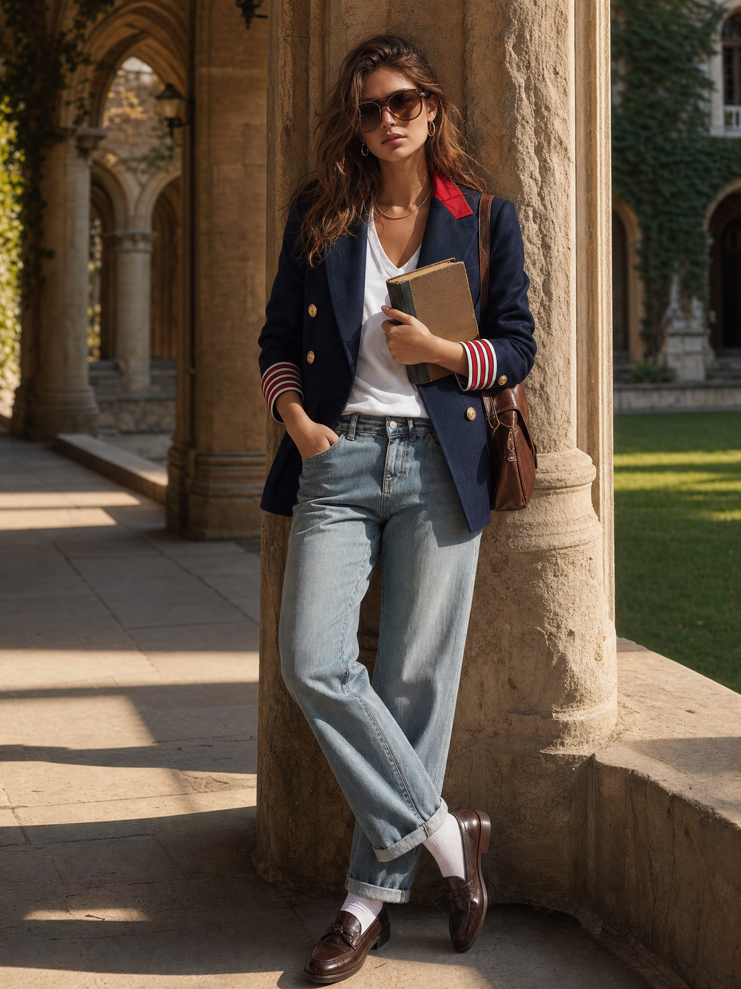 Naleva – blazer à double boutonnage en mélange de coton