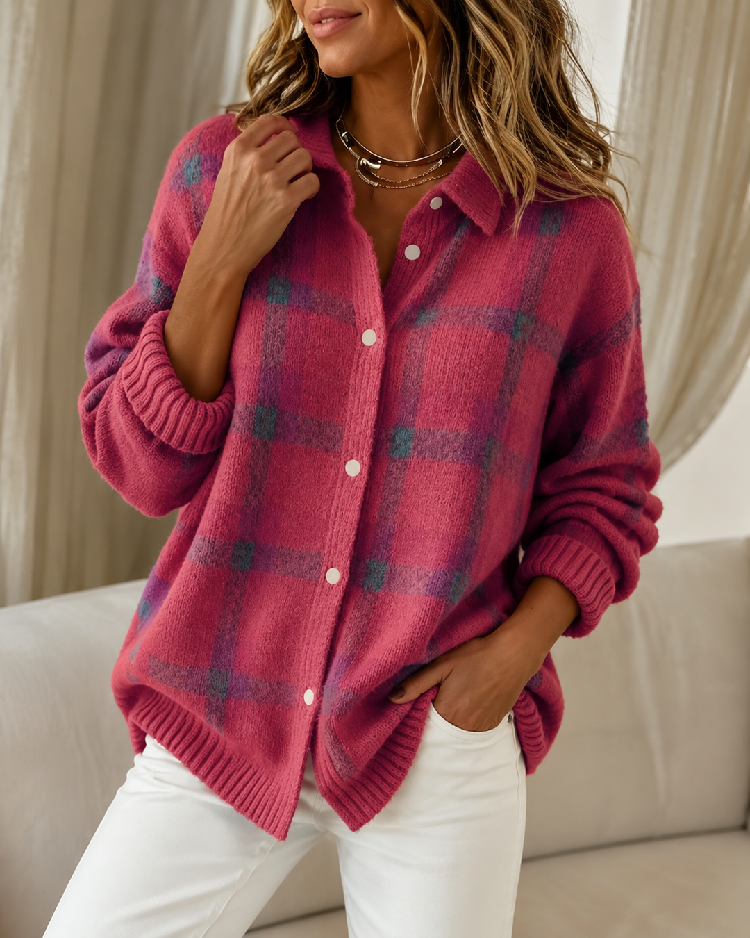 Novira – Pull en maille à carreaux