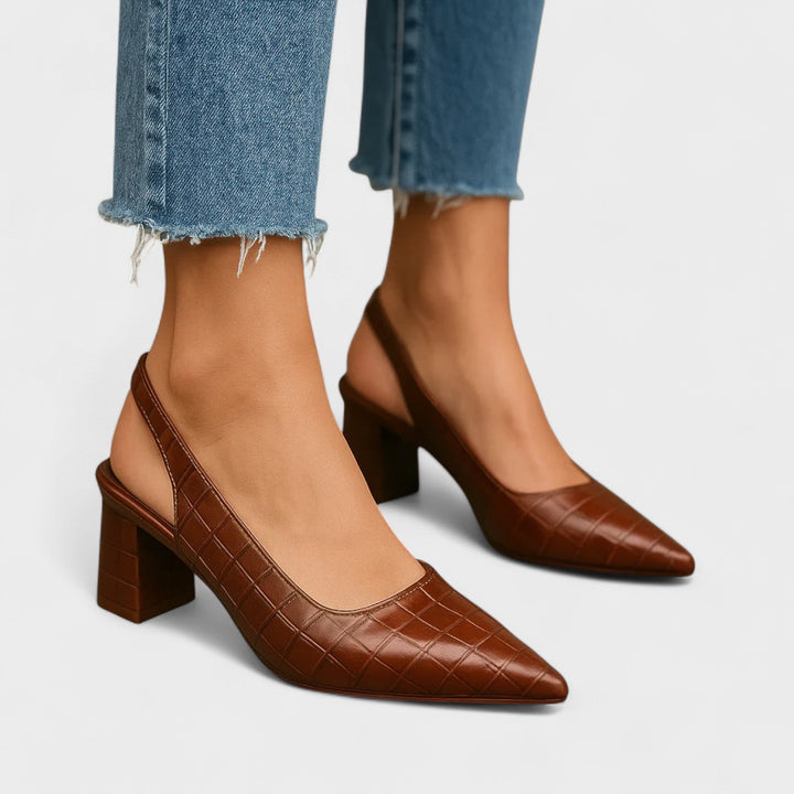 Oryla – Chaussures à talons à bout pointu effet crocodile embossé
