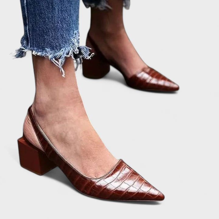 Oryla – Chaussures à talons à bout pointu effet crocodile embossé