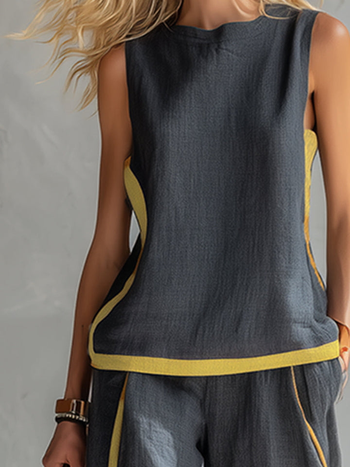 Arenia – à bordures contrastées, en lin-coton, ensemble veste et pantalon