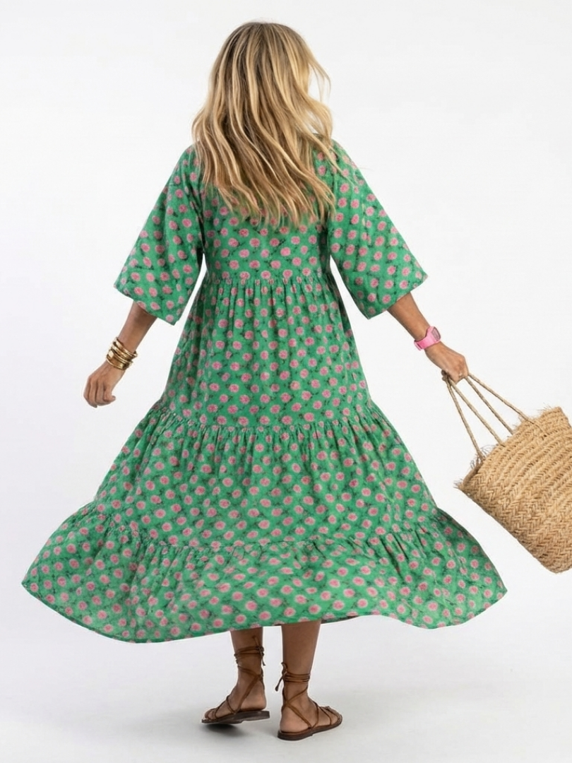 Kelora – Robe midi à imprimé floral à étages
