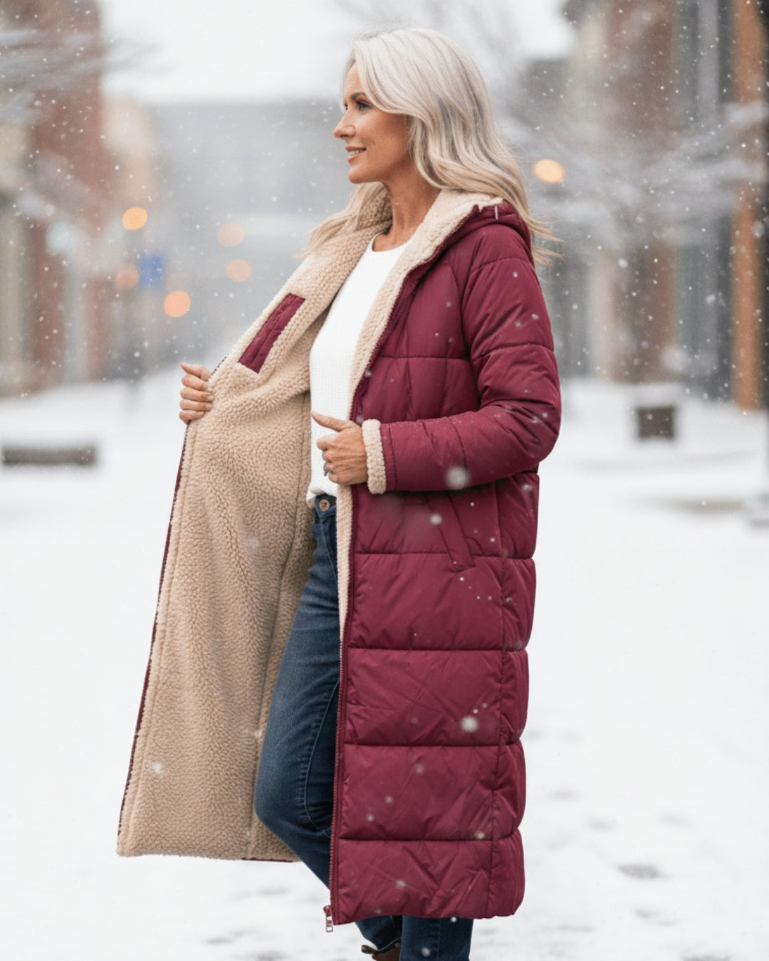 Arlise – manteau réversible en sherpa