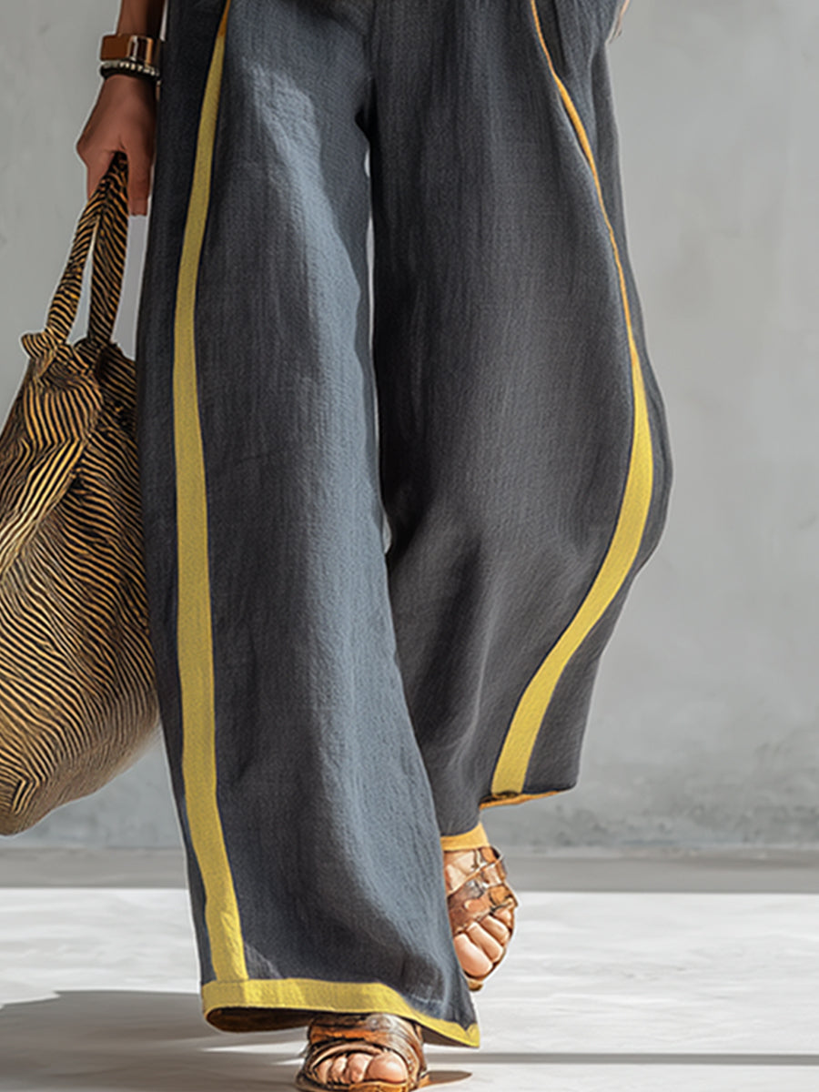 Arenia – à bordures contrastées, en lin-coton, ensemble veste et pantalon