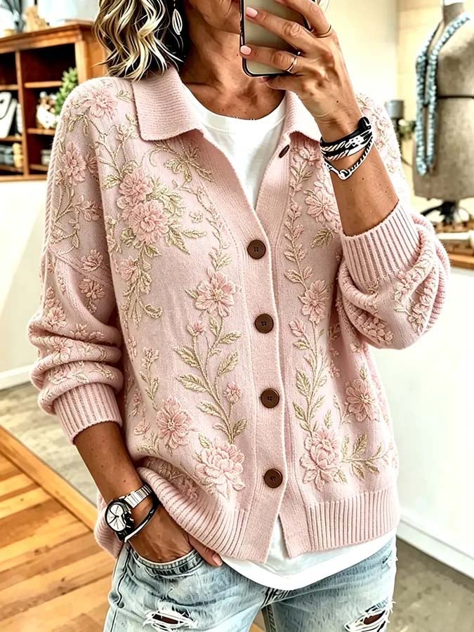 Avyra – Cardigan en tricot imprimé
