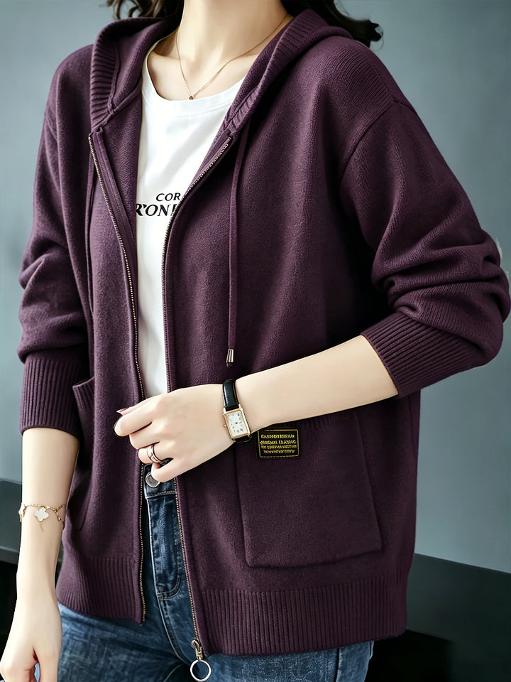 Rilena – à capuche avec cordon de serrage en maille de viscose, cardigan