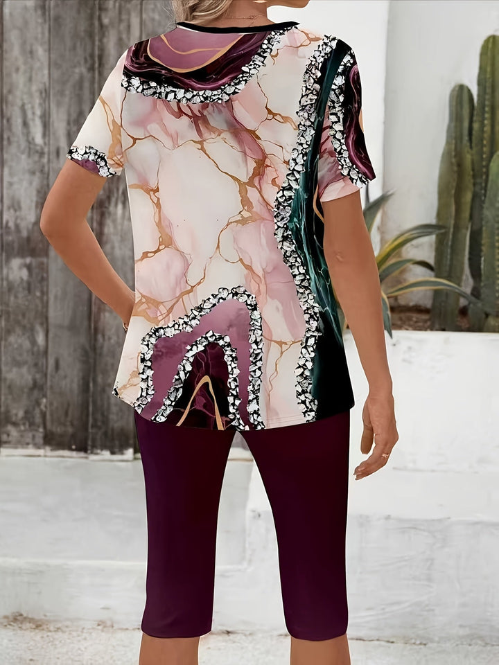 Anvina – ensemble en coton mélangé à imprimé géométrique
