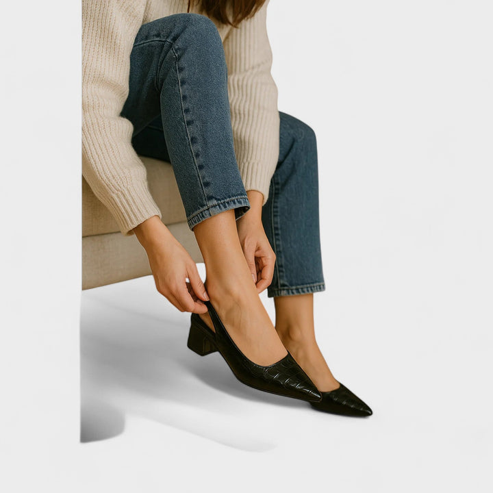 Oryla – Chaussures à talons à bout pointu effet crocodile embossé
