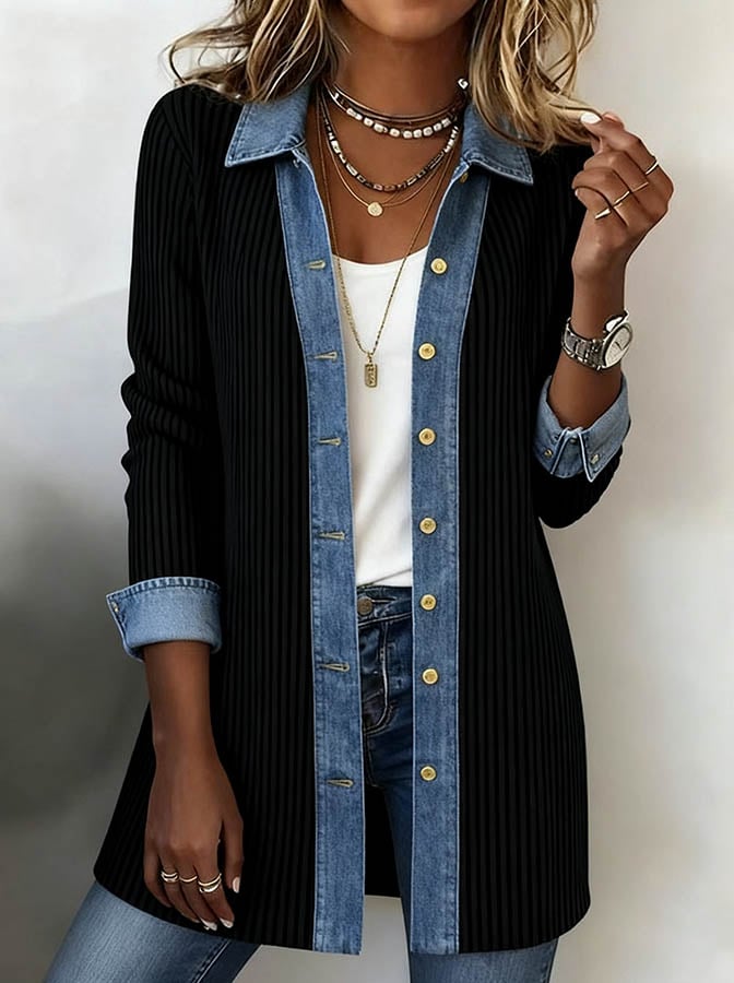 Kivara – Veste tissée en patchwork contrasté