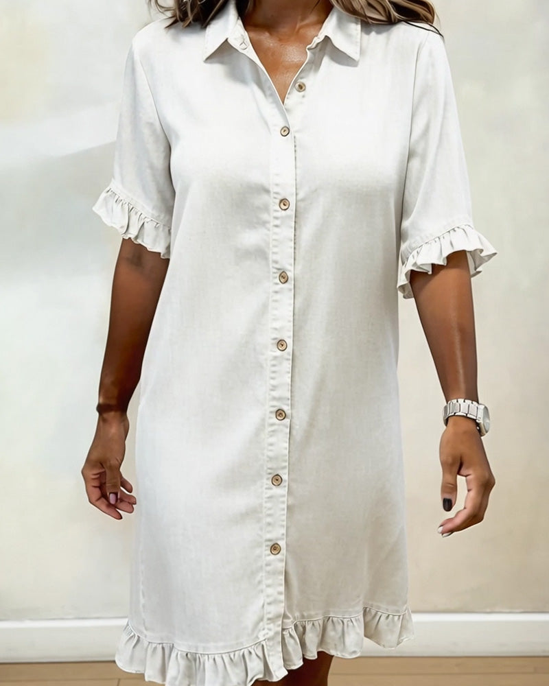 Kiraya – Robe en jean à manches volantées