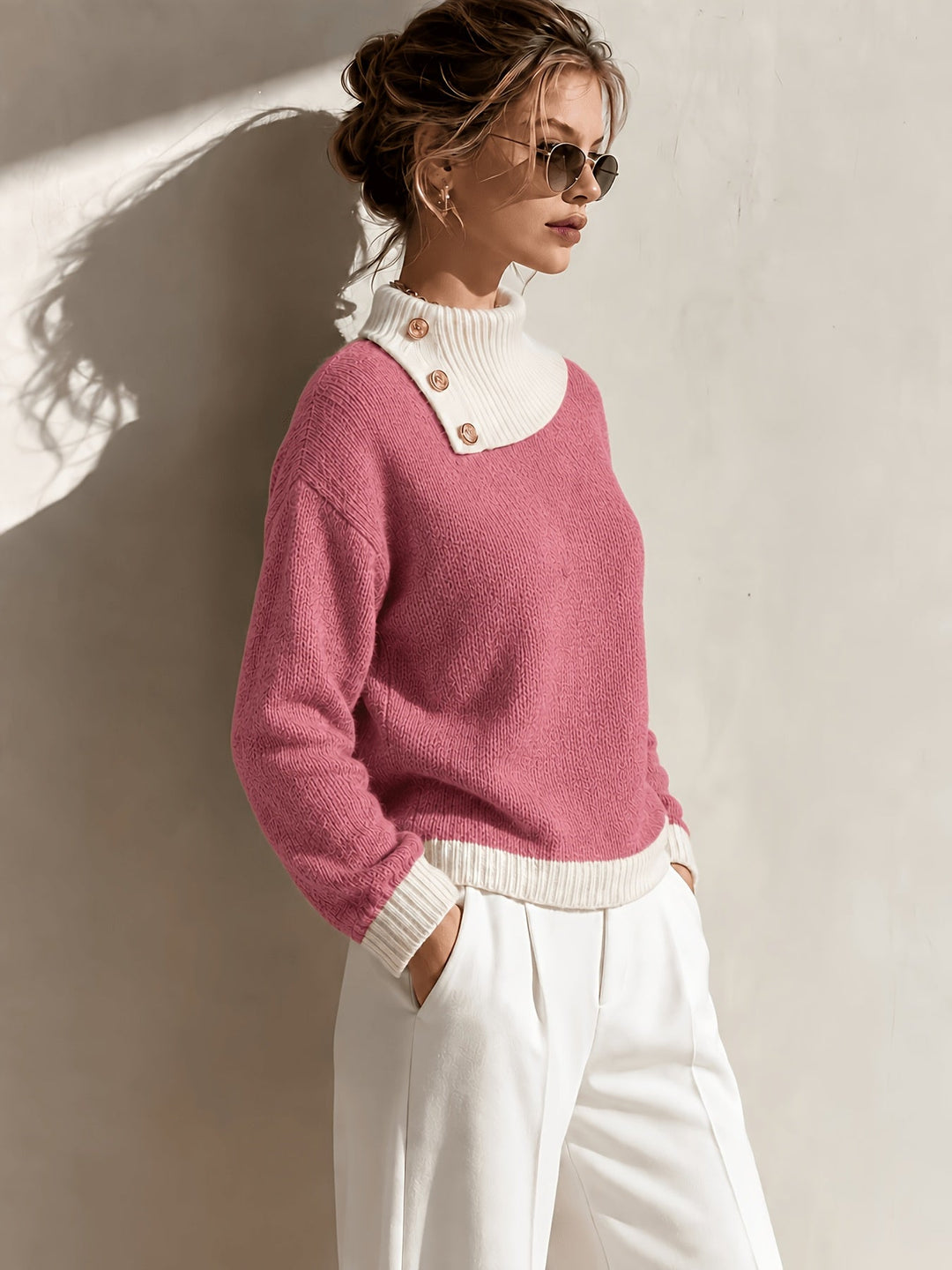 Calira – Pull en tricot à col asymétrique