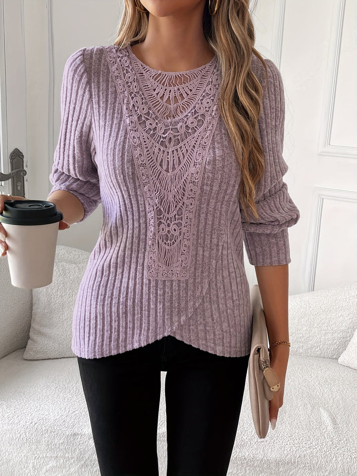 Nivara – à col rond avec dentelle, en tricot, t-shirt
