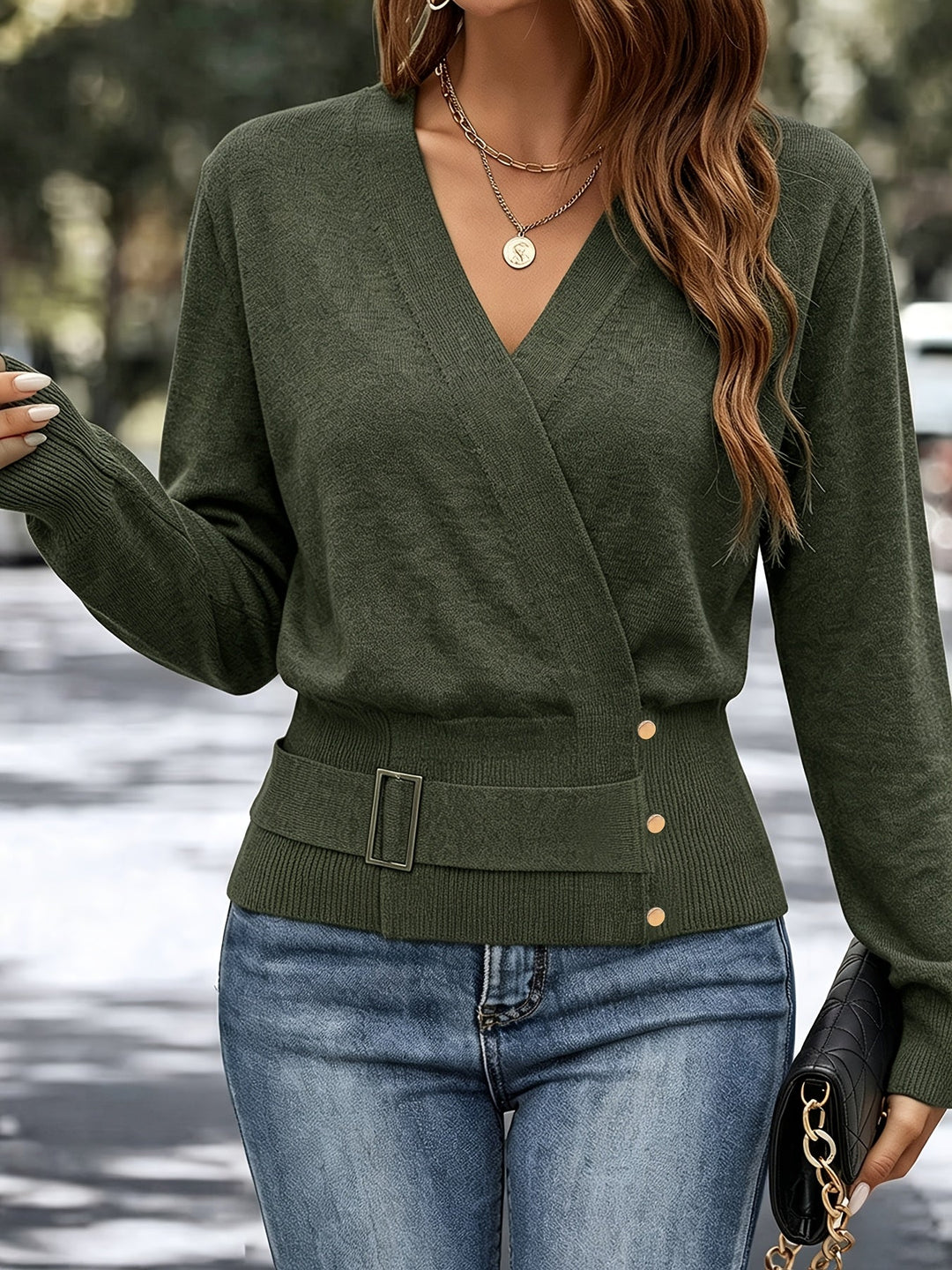 Calira – Pull en maille à col croisé