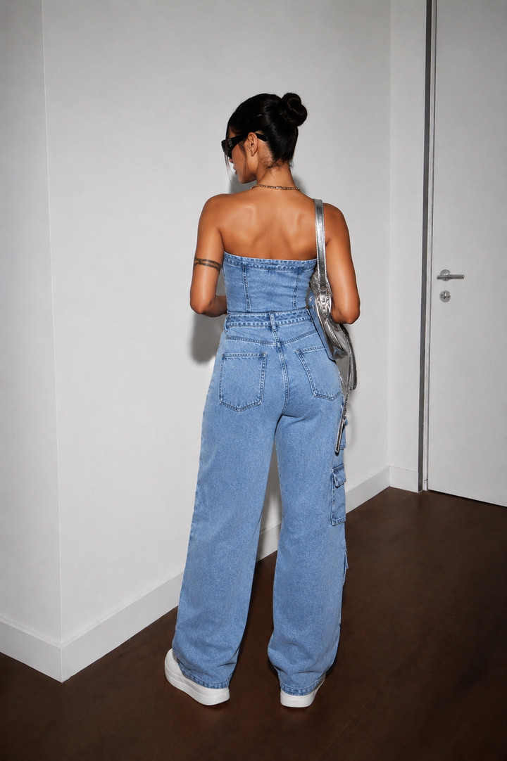 Elyra – Combinaison sans bretelles en denim