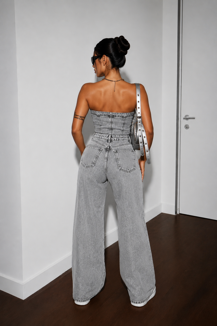 Elyra – Combinaison sans bretelles en denim