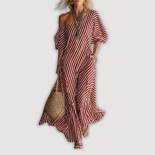 Avyra – Robe maxi à rayures à épaules dénudées