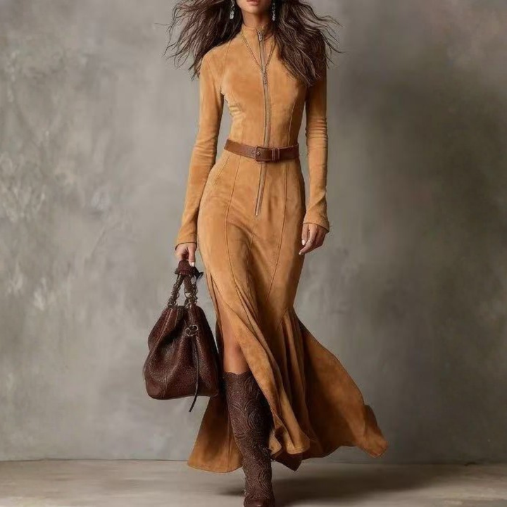 Navira – Avec ceinture, robe en velours