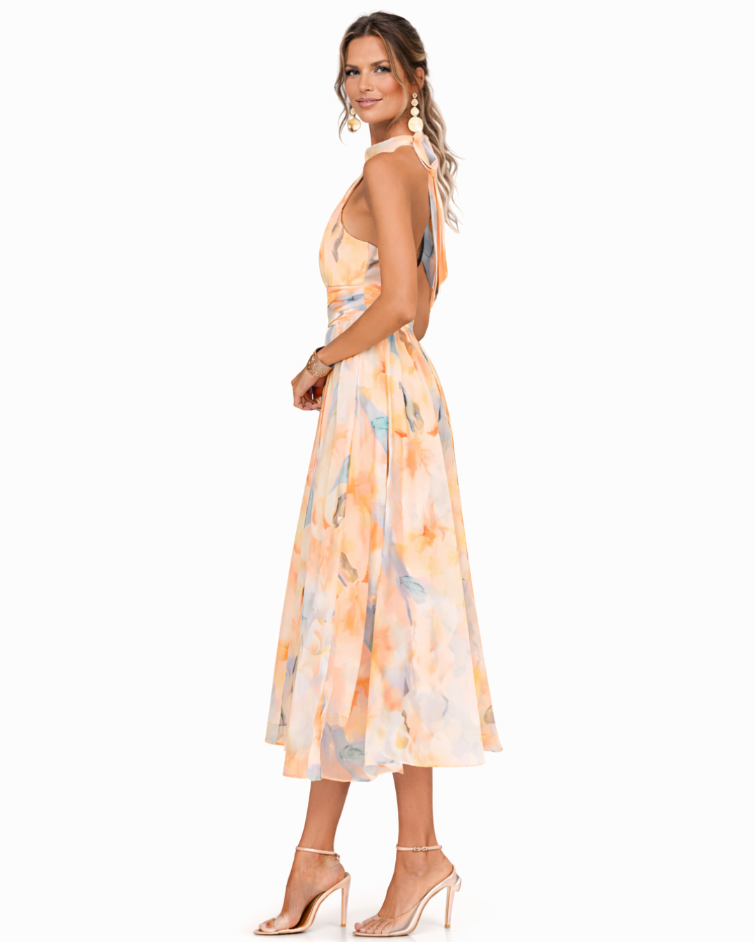 Vionne – Robe sans bretelles à imprimé aquarelle
