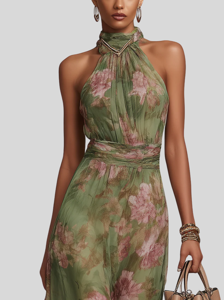 Nivara – Robe à encolure américaine à fleurs