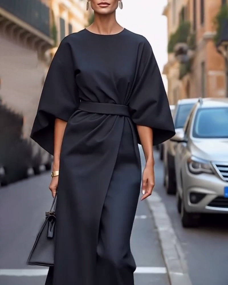 Mireva – Robe tissée à manches lanterne