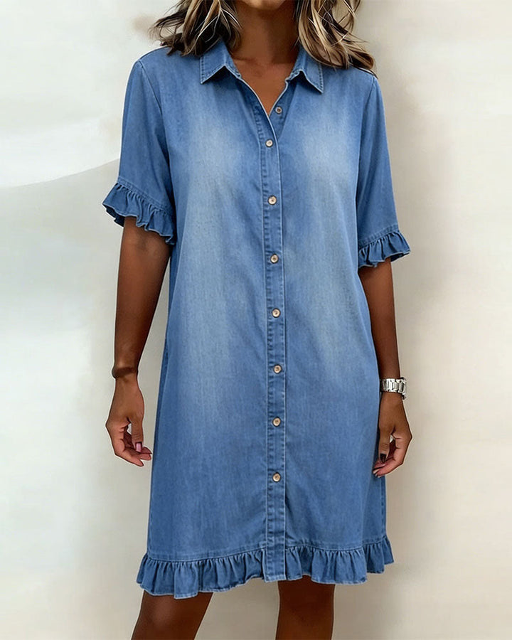 Kiraya – Robe en jean à manches volantées
